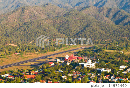 Aerial view of Mae Hong Son airport in Thailand 14973440