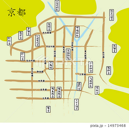 京都の寺院マップのイラスト素材 14973468 Pixta