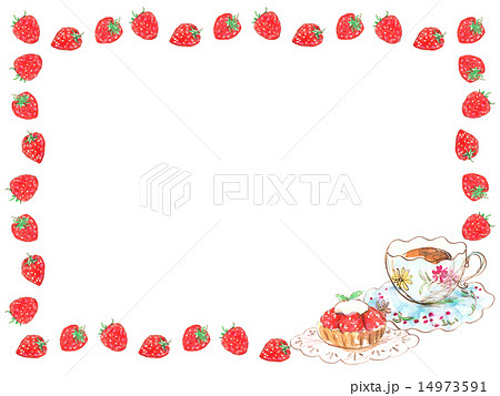 苺 イチゴ いちご フレーム 枠 額 果物 食べ物 苺タルト ケーキ デザート スイーツ 甘い 美味のイラスト素材 14973591 Pixta