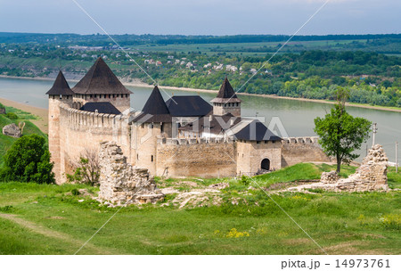 Khotyn castle on Dniester riverside. Ukraine 14973761