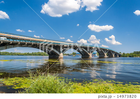 View of Metro Bridge over Dnieper in Kyiv, Ukraine View of Metro Bridge over Dnieper in Kyiv, Ukraine 14973820