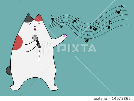歌う猫のイラスト素材