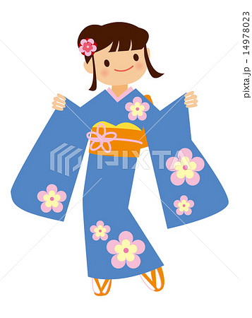振り袖少女、青い着物 14978023