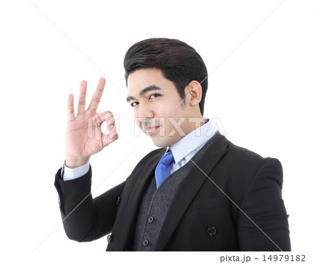 Man in suit ok confirm hand sign Man in suit ok confirm hand sign 14979182