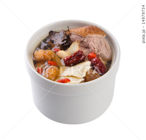 Chicken and herb soup in pot, Chinese food style. Chicken and herb soup in pot, Chinese food style. 14979734