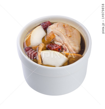 Chicken and herb soup in pot, Chinese food style. 14979858