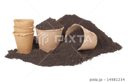 Pile of soil and peat pots 14981234