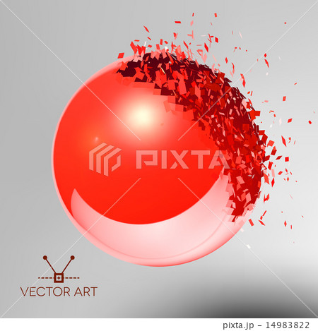 Red 3D ball exploded into pieces 14983822