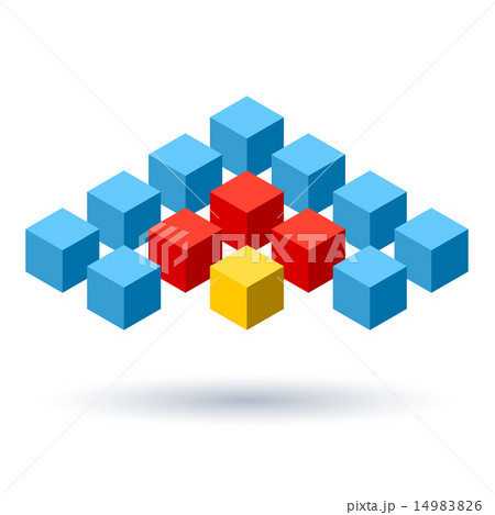 Blue cubes wings logo with red segments 14983826