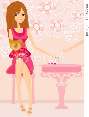 Young lady doing manicure in beauty salon 14987288