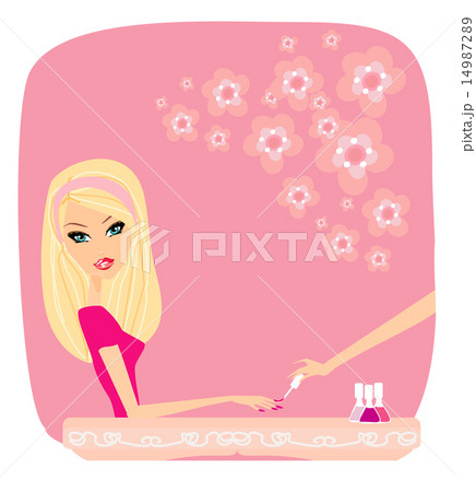 Young lady doing manicure in beauty salon 14987289