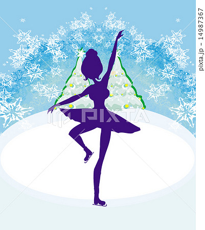 silhouette of a female figure skater silhouette of a female figure skater 14987367