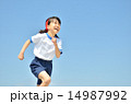 青空で走る女の子（体操服） 14987992