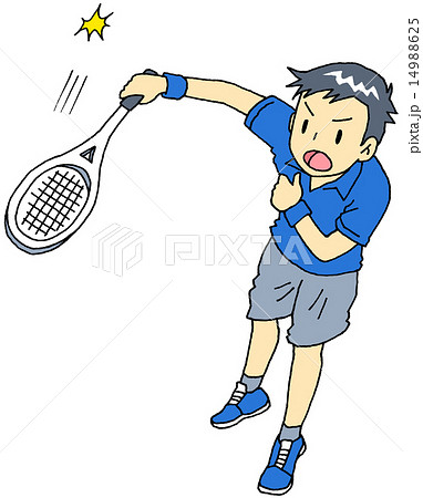 テニス 男性 サーブのイラスト素材