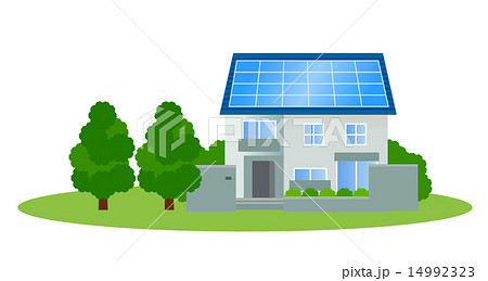 ソーラー青い屋根の住宅 14992323
