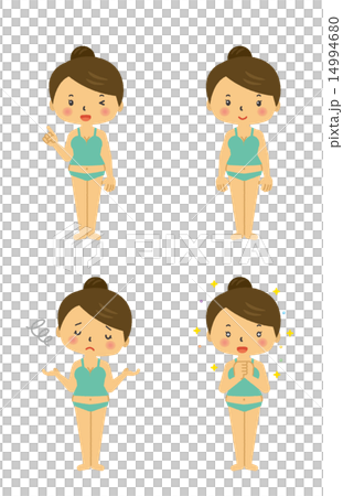 ふくよかな女性のセット 14994680
