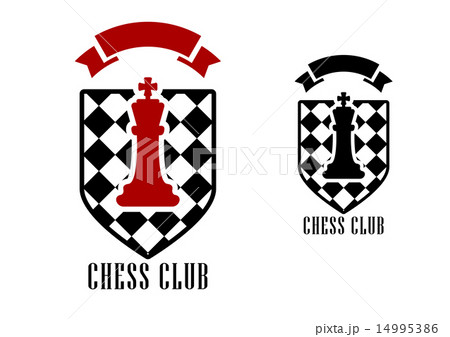 Chess emblem with king on checkered shield Chess emblem with king on checkered shield 14995386