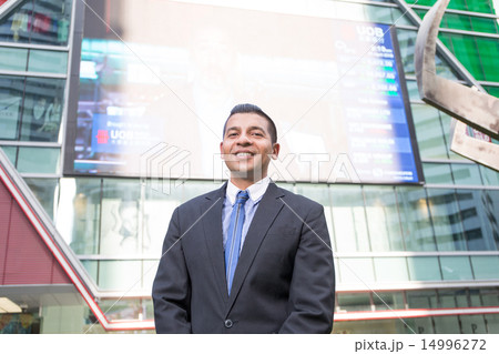 Smiling Indian businessman-low angle 14996272