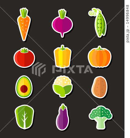 Fresh healthy vegetables flat style organic icons Fresh healthy vegetables flat style organic icons 14996848