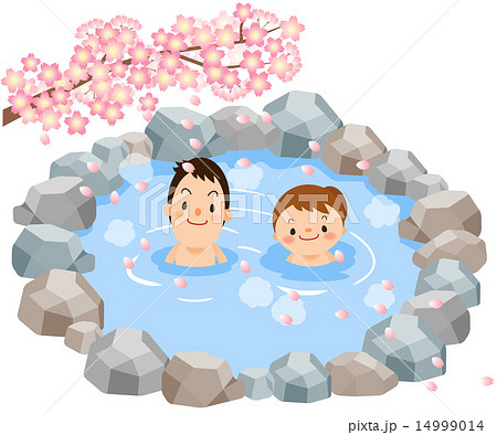 シニア カップル 温泉 桜 イラストのイラスト素材 28964806 Pixta
