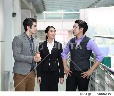 Man woman walk talk stand 15000839