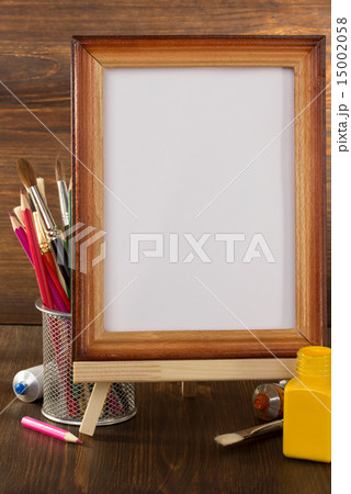 picture frame and paints on wood 15002058