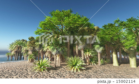 Lush oasis landscape on desert Lush oasis landscape on desert 15002114