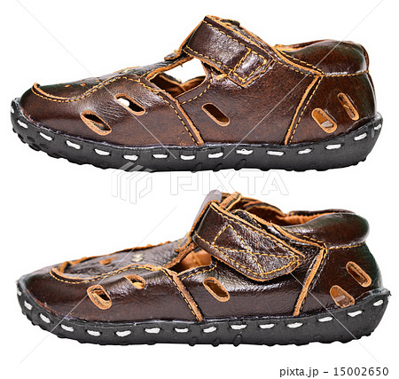 Kids brown leather sandals on white 15002650