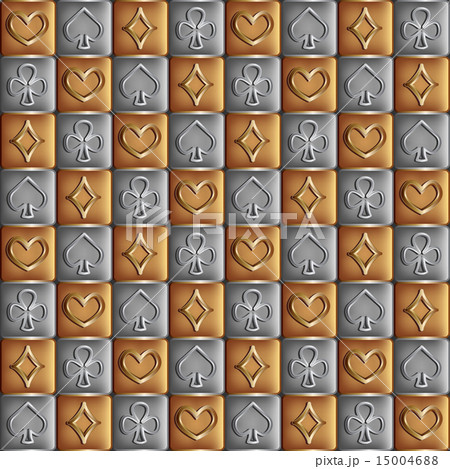 gold and silver seamless pattern with card suits gold and silver seamless pattern with card suits 15004688