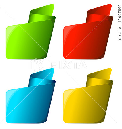 Collection label with curled up edge in different color 15007890