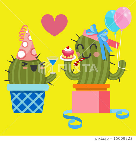 loving couple of cactus at birthday party 15009222