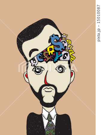 Hand drawn Businessman thinking Money Hand drawn Businessman thinking Money 15010087
