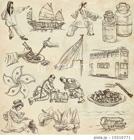 Hong Kong. Full sized hand drawn illustration no.1 15010771