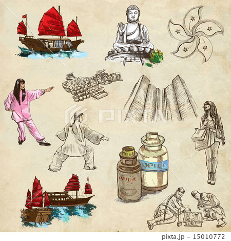 Hong Kong. Full sized hand drawn illustration no.1 Hong Kong. Full sized hand drawn illustration no.1 15010772