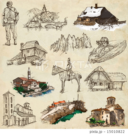 Former Republics of YUGOSLAVIA - drawings on paper 15010822