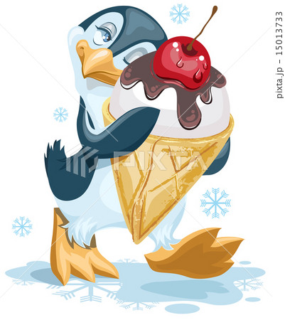 Penguin is an ice cream cone with a cherry Penguin is an ice cream cone with a cherry 15013733