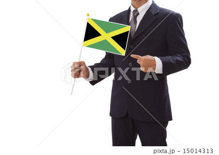 Businessman hand showing Jamaica Flag 15014313