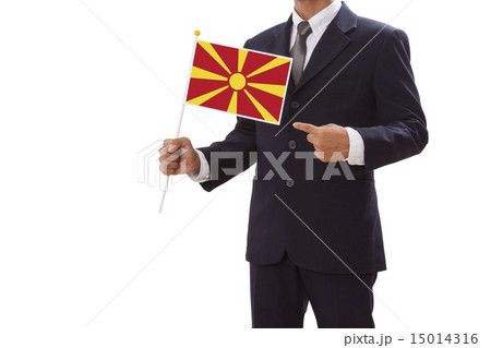 Businessman hand showing Macedonia Flag Businessman hand showing Macedonia Flag 15014316