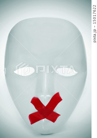 mask with its mouth shut with red tape 15017622