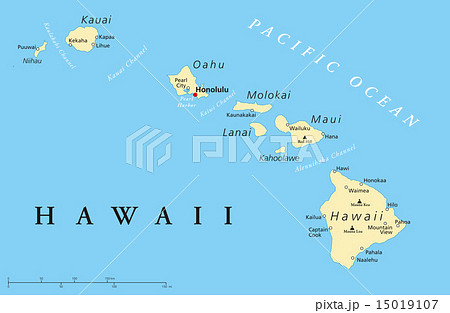 Hawaii Islands Political Mapのイラスト素材