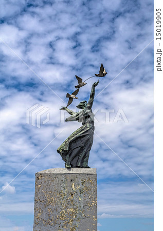 woman with pigeons woman with pigeons 15019905