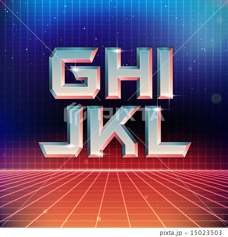 80s Retro Futuristic Font from G to L 80s Retro Futuristic Font from G to L 15023503