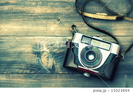 Old film camera. Vintage style toned picture 15023604