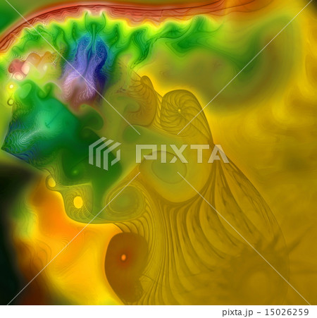 Fantastic fractal as an abstract spray and spray reminiscent of yellow jellyfish in the ocean 15026259
