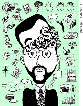 Hand drawn Businessman thinking  business concept 15028061