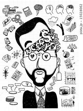 Hand drawn Businessman thinking  business concept 15028062