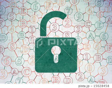 Information concept: Opened Padlock on digital background Information concept: Opened Padlock on digital background 15028458
