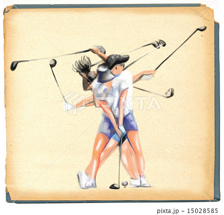 "Matrix" golfer, woman - painted illustration. 15028585