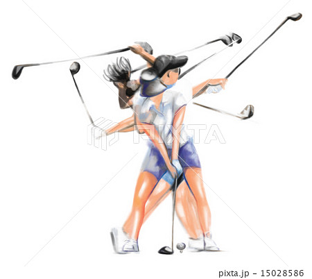 "Matrix" golfer,woman - Hand painted illustration. 15028586