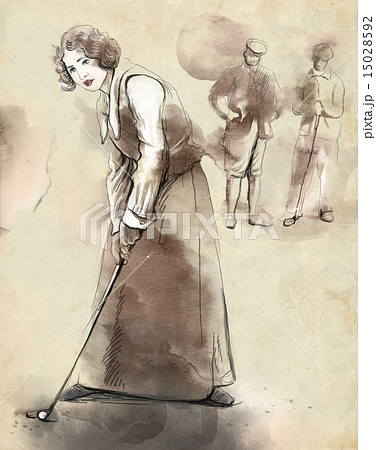 Golf Player An hand drawn and painted illustration 15028592